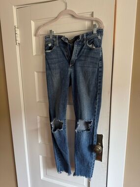 Joe's Jeans Medium Blue Skinny Jeans with Knee Rips